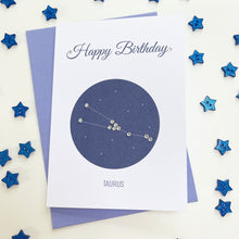 Load image into Gallery viewer, Taurus constellation zodiac birthday card