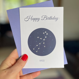 Virgo constellation zodiac birthday card