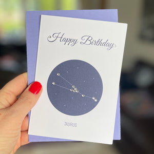 Taurus constellation zodiac birthday card