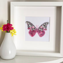 Load image into Gallery viewer, Sparkly butterly button art framed picture.