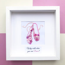 Load image into Gallery viewer, Pink ballet shoes framed button art picture.