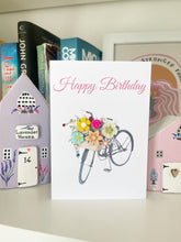 Load image into Gallery viewer, Handmade Birthday Card - Bicycle with Flowers