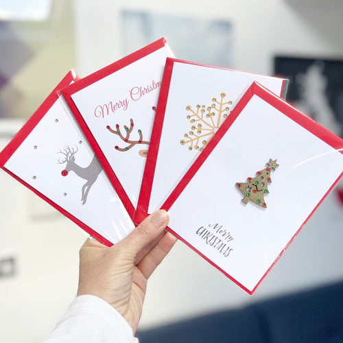 Pack of 4 luxury handmade Christmas cards
