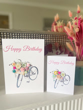 Load image into Gallery viewer, Handmade Birthday Card - Bicycle with Flowers