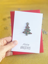 Load image into Gallery viewer, Sparkly Gold Christmas Tree Cards - pack of 2, 5 or 10