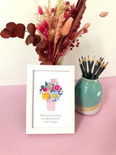 Load image into Gallery viewer, Thank you teacher personalised framed pot of flowers