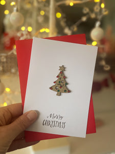 Sparkly Gold Christmas Tree Cards - pack of 2, 5 or 10