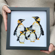 Load image into Gallery viewer, Framed Penguin Family Button Art