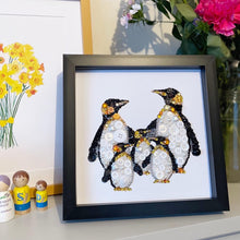 Load image into Gallery viewer, Framed Penguin Family Button Art