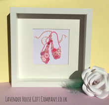 Load image into Gallery viewer, Pink ballet shoes framed button art picture.