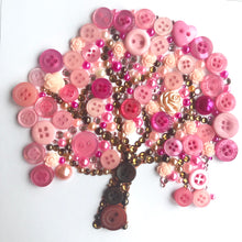 Load image into Gallery viewer, Pink blossom tree framed button artwork. Let your dreams blossom.