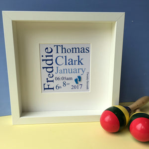 Personalised nursery child's word art. framed picture.