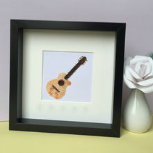 Load image into Gallery viewer, acoustic guitar button art framed picture.