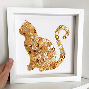 ginger cat button art, cat lover perfect gift