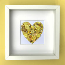 Load image into Gallery viewer, golden wedding anniversary golden button art heart