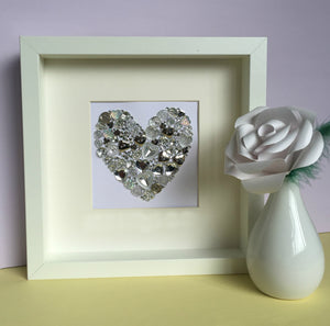 Silver Wedding 25th Anniversary Personalised Gift. Original button artwork. 