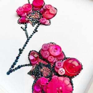 Pink Orchid Button Art