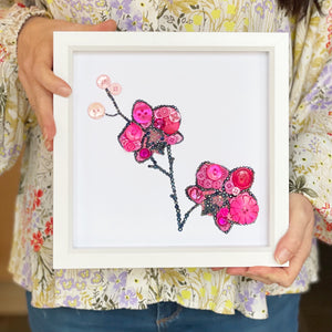 Pink Orchid Button Art