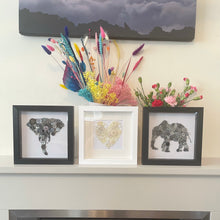 Load image into Gallery viewer, 14th Wedding Anniversary Gift - Framed Elephant Head Button Art - Ivory Anniversary