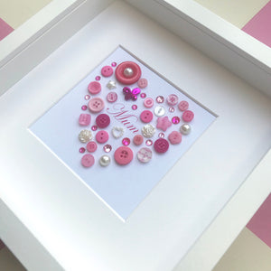 Button art heart picture for mum