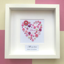 Load image into Gallery viewer, Button art heart picture for mum