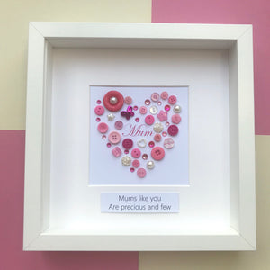 Button art heart picture for mum