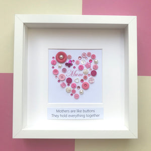 Button art heart picture for mum