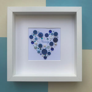 Personalised heart  button artwork for a special Grandmother.