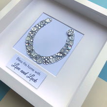 Load image into Gallery viewer, Personalised button art horse shoe framed picture