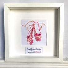 Load image into Gallery viewer, Pink ballet shoes framed button art picture.