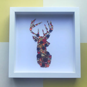 A beautiful contemporary stag made from stunning buttons. Original British art. Perfect for Christmas. Free delivery!