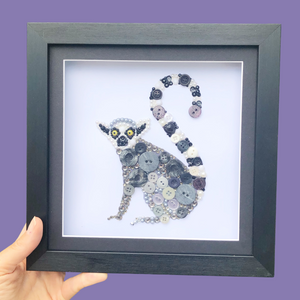 Lemur Button Art Framed Wall Art