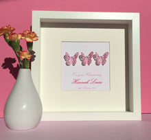 Load image into Gallery viewer, Beautiful butterflies button art framed picture.