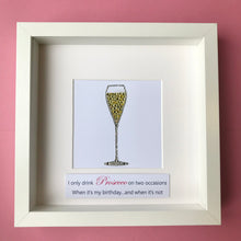 Load image into Gallery viewer, sparkly prosecco button art framed picture