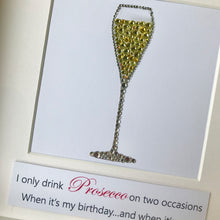 Load image into Gallery viewer, sparkly prosecco button art framed picture