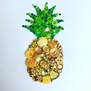 Sparkly gold pineapple button artwork - personalised and original