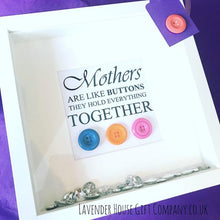 Load image into Gallery viewer, Gift for Mum button framed artwork