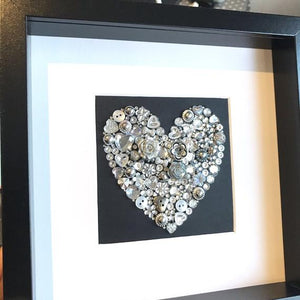 Silver Wedding 25th Anniversary Personalised Gift - silver heart button artwork.