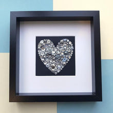 Load image into Gallery viewer, Silver Wedding 25th Anniversary Personalised Gift - silver heart button artwork.