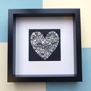 Silver Wedding 25th Anniversary Personalised Gift - silver heart button artwork.