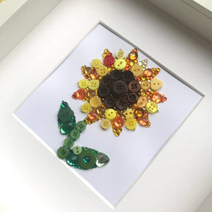 Personalised Sunflower Button Art | 3rd Wedding Anniversary Flower