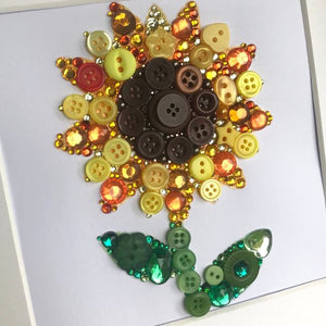 Personalised Sunflower Button Art | 3rd Wedding Anniversary Flower