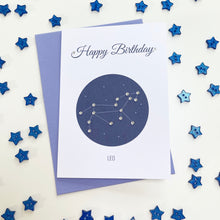 Load image into Gallery viewer, Leo constellation zodiac birthday card