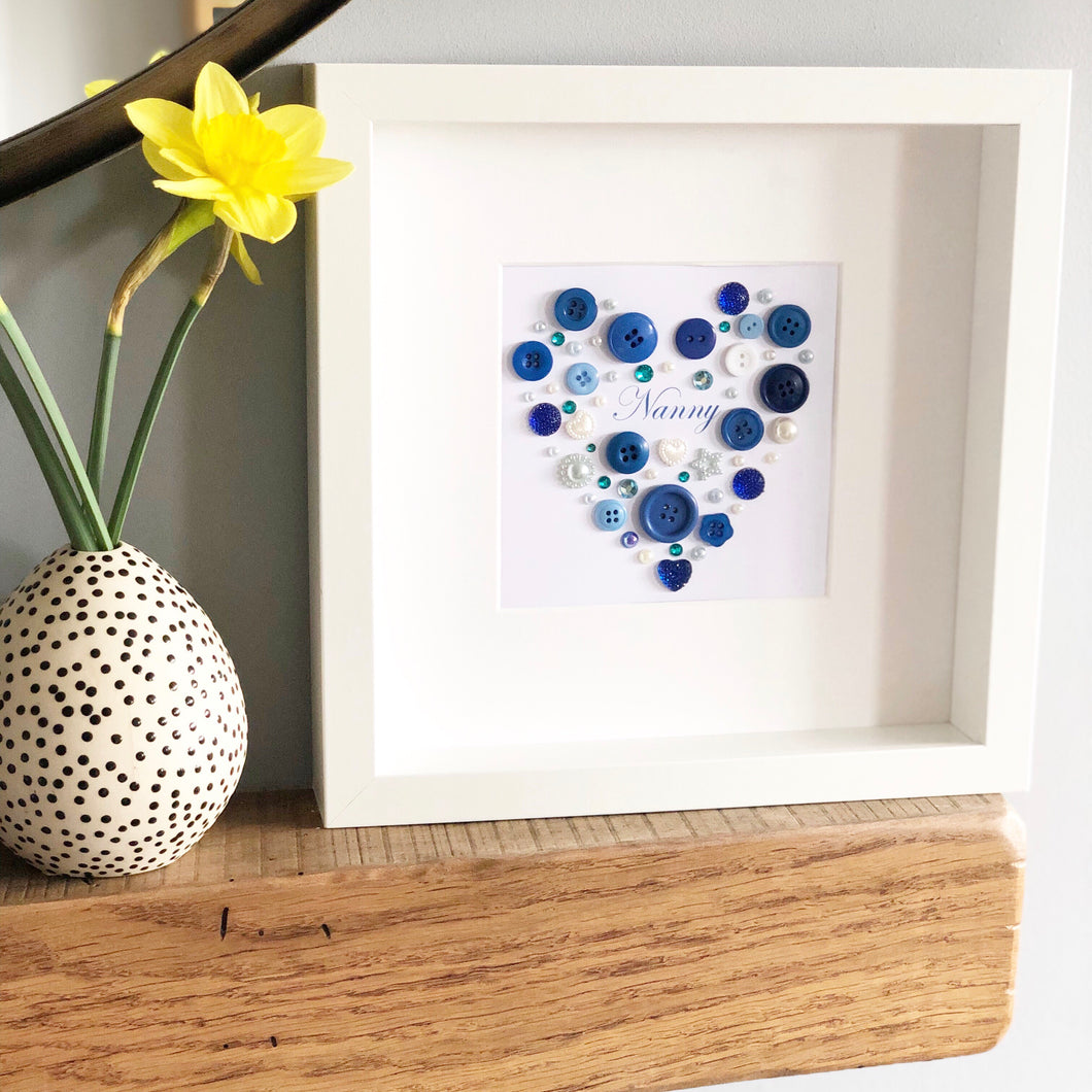 Personalised heart  button artwork for a special Grandmother.