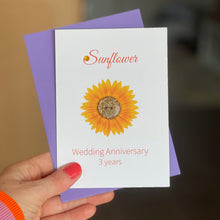 Load image into Gallery viewer, Sunflower Wedding Anniversary Card | 3rd Anniversary Flower