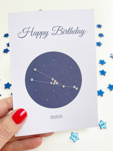 Load image into Gallery viewer, Taurus constellation zodiac birthday card