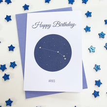 Load image into Gallery viewer, Aries constellation zodiac birthday card
