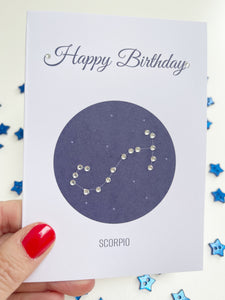 Scorpio constellation zodiac birthday card