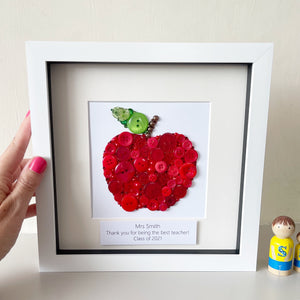 Personalised Teacher Thank You Gift - Apple For The Teacher Button Art