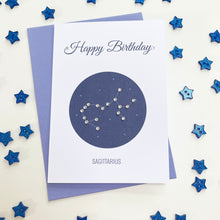 Load image into Gallery viewer, Sagittarius constellation zodiac birthday card